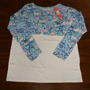 Lilly Pulitzer Finn Top Bali Blue Lilly Loves Cape Cod Size Med